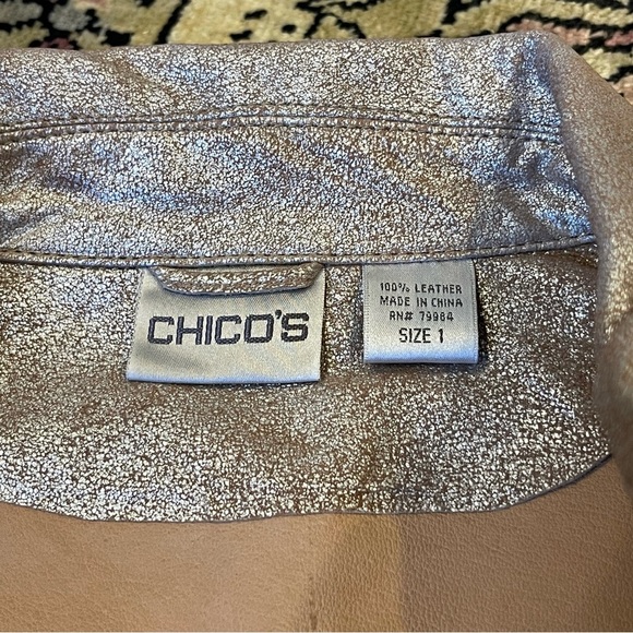 Chico's 100% Leather Foil Jacket Size M - Picture 7 of 8